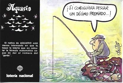 POSTAL A3593: Acuario. Serie Zodiaco y Loteria