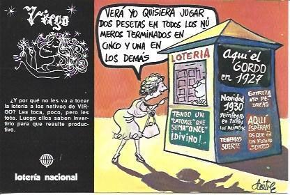 POSTAL A3599: Virgo. Serie Zodiaco y Loteria