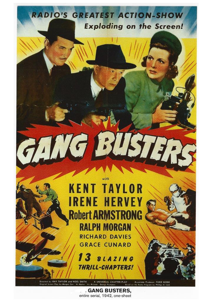 Poster DIN 4 numero 1008: Gang Busters, entire serial, 1942: Kent Taylor, Irene Hervey