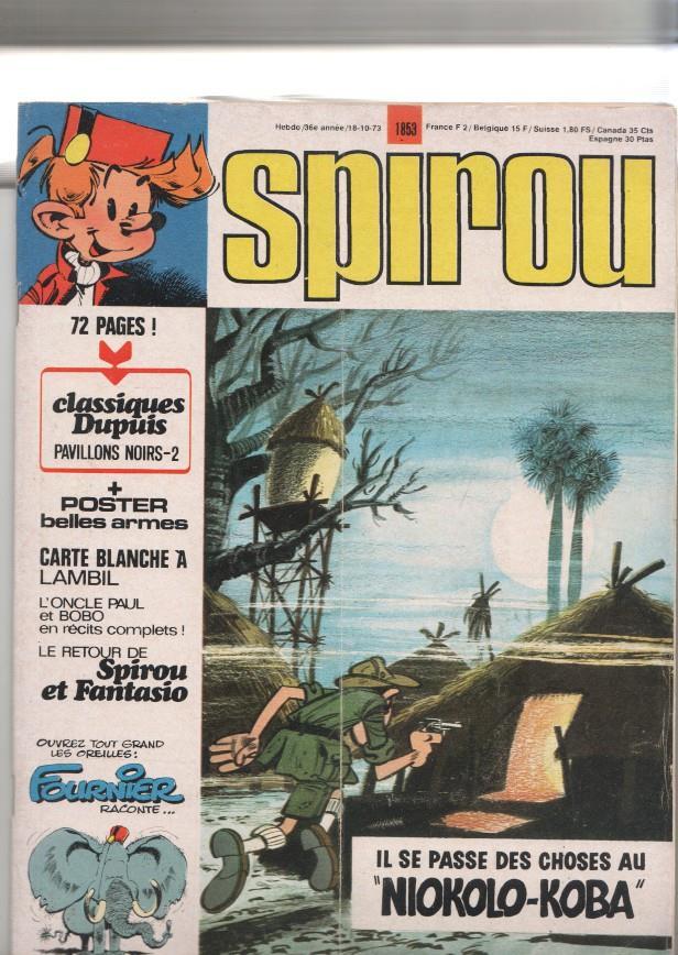 Revista Spirou num 1853: 18/10/73 - Les classiques Dupuis pavillons noirs 2. Incluye poster