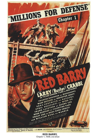 Poster DIN 4 numero 1039: Red Barry, chapter 1, 1938 Millions for defense: Larry Buster Crabbe