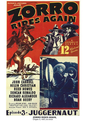 Poster DIN 4 numero 1063: Zorro rides again, chapter 3, 1937: Juggernaut: John Carroll