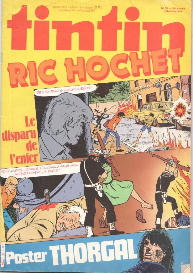 Revista Tintin num 30, año 38, 26/7/83: Ric Hochet - le disparu de l'enfer. Poster Thorgal