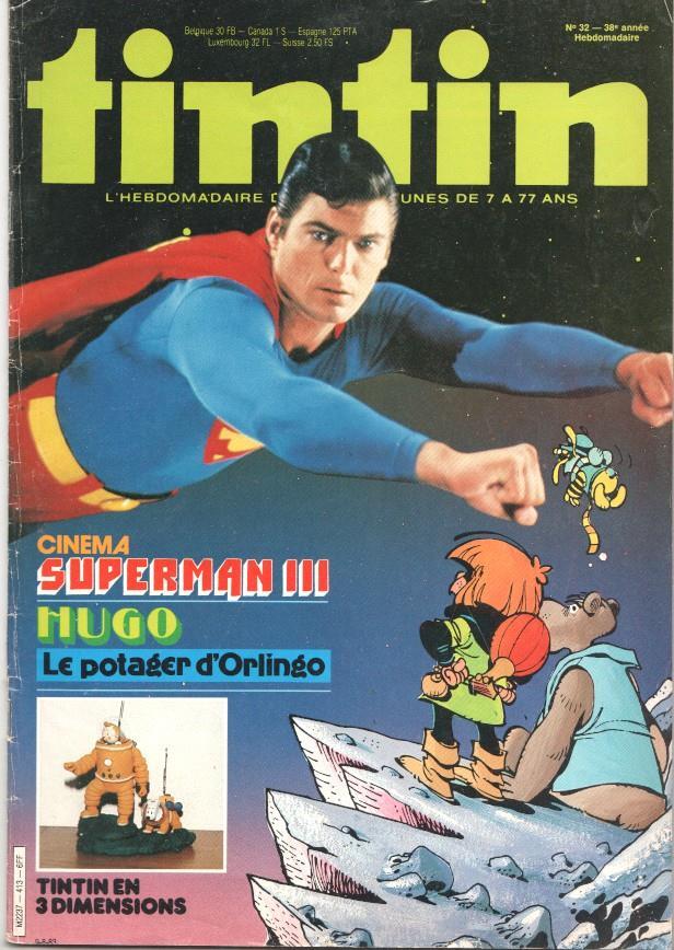 Revista Tintin num 32, año 38, 9/8/83: Cinema Superman III. Tintin en 3 Dimensions