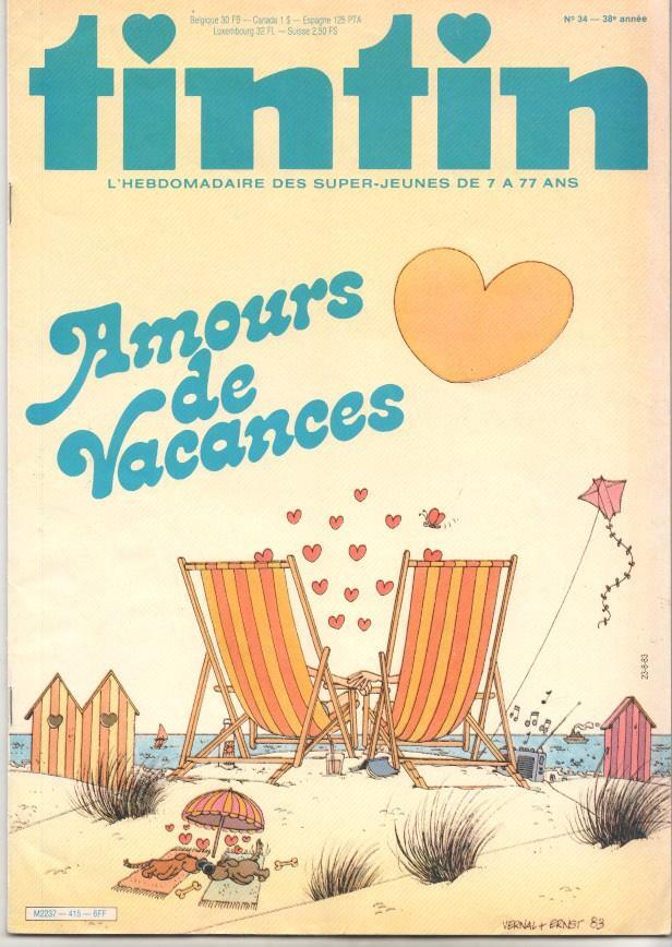 Revista Tintin num 34, año 38, 23/8/83: Amours de Vacances