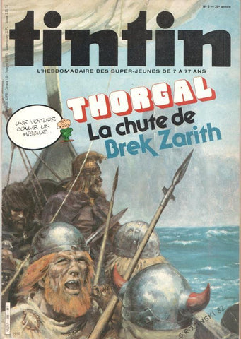 Revista Tintin num 05, año 38, 1/2/83: Thorgal la chute de Brek Zarith. NO TIENE EL POSTER