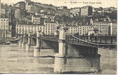 POSTAL A4608: Puente Saint Clair en Lyon