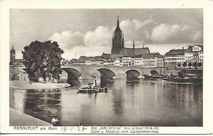 POSTAL A4460: Puente y catedral de Frankfurt