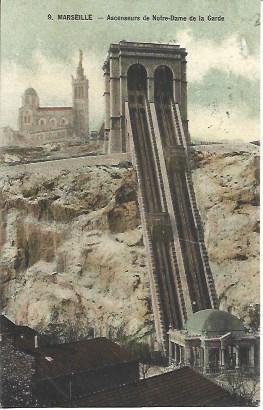 POSTAL A4624: Notre Dame de la Garde, ascensores. Marsella