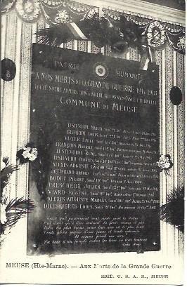 POSTAL A4660: A los Muertos de la Gran Guerra en Meuse, Francia