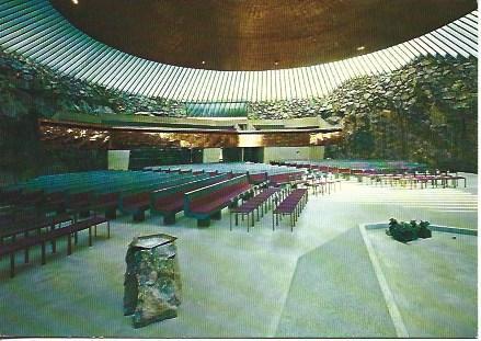 POSTAL A4706: Interior de la Iglesia de Temppeliaukio en Helsinki