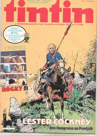 Revista Tintin num 14, año 38, 5/4/83. Lester Cockney une Hongroise au Pendjab