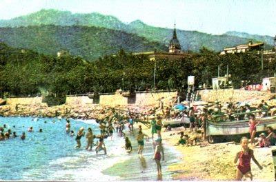 POSTAL PV06668: Bañistas en la playa de San Feliu de Guixols