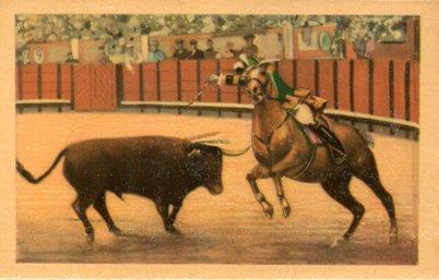 POSTAL PV06580: Toros. El rejoneador Simao da Veiga, banderilleando