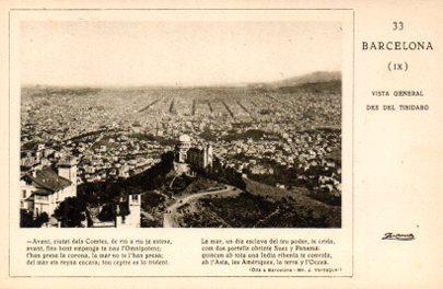 POSTAL PV06567: Barcelona, Vista general des del Tibidabo. Publicidad jarabe de fosfato Casadesus (ver descripcion)