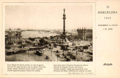 POSTAL PV06565: Barcelona, Monument a Colon i el Port. Publicidad jarabe de fosfato Casadesus (ver descripcion)