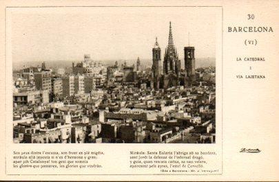 POSTAL PV06564: Barcelona, La Catedral i Via Laietana. Publicidad jarabe de fosfato Casadesus (ver descripcion)