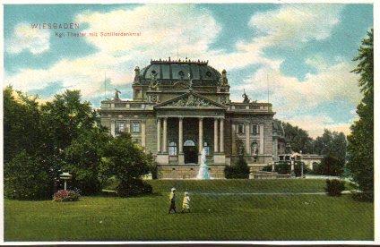 POSTAL PV06926: Wiesbaden. Kgl. Thester mit Schillerdenkmal