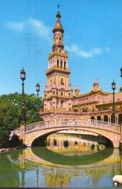 POSTAL PV06838: Detalle de la Plaza de España en Sevilla
