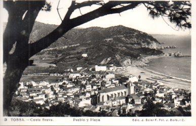 POSTAL PV06073: Vist aerea parcial del pueblo y playa de Tossa