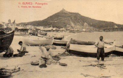 POSTAL PV06124: Palangrers a la platja de Blanes
