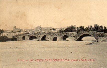POSTAL PV06132: Puente Antiguo y vista general de Castellon de Ampurias