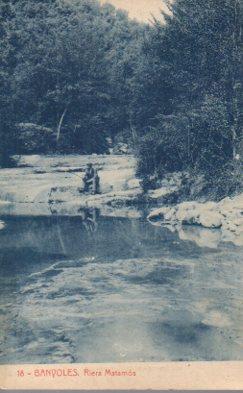 POSTAL PV05921: Hombre pescando en Riera Matamos, Banyoles