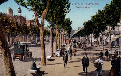 POSTAL PV05987: Vista parcial del Paseo de Gracia en Barcelona