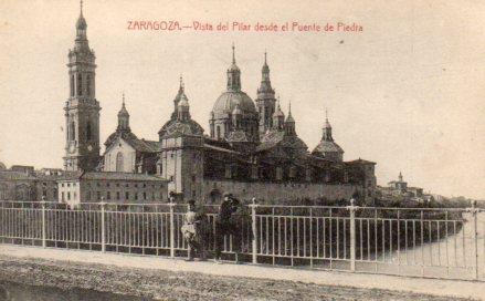 POSTAL PV06353: Vista del Pilar desde el Puente de Piedra, Zaragoza