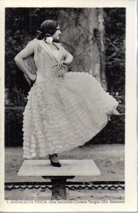 POSTAL PV06406: Andalucia tipica nº 1. Carmen Vargas bailando encima de una mesa. (ver descripcion)