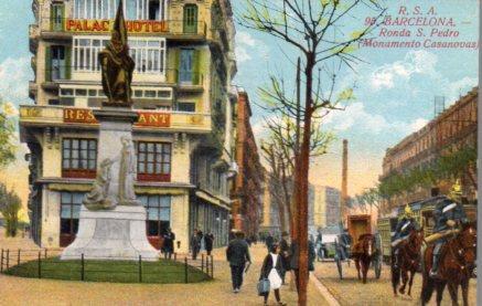 POSTAL PV06324: Ronda San Pedro, Monumento a Casanovas en Barcelona