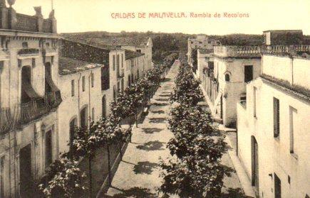 POSTAL PV06307: Vista de la Rambla Recolons en Caldas de Malavella