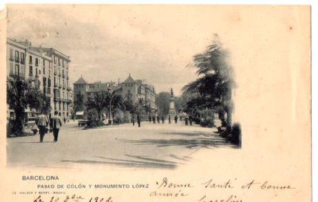POSTAL PV06275: Paseo de Colon y Monumento Lopez en Barcelona