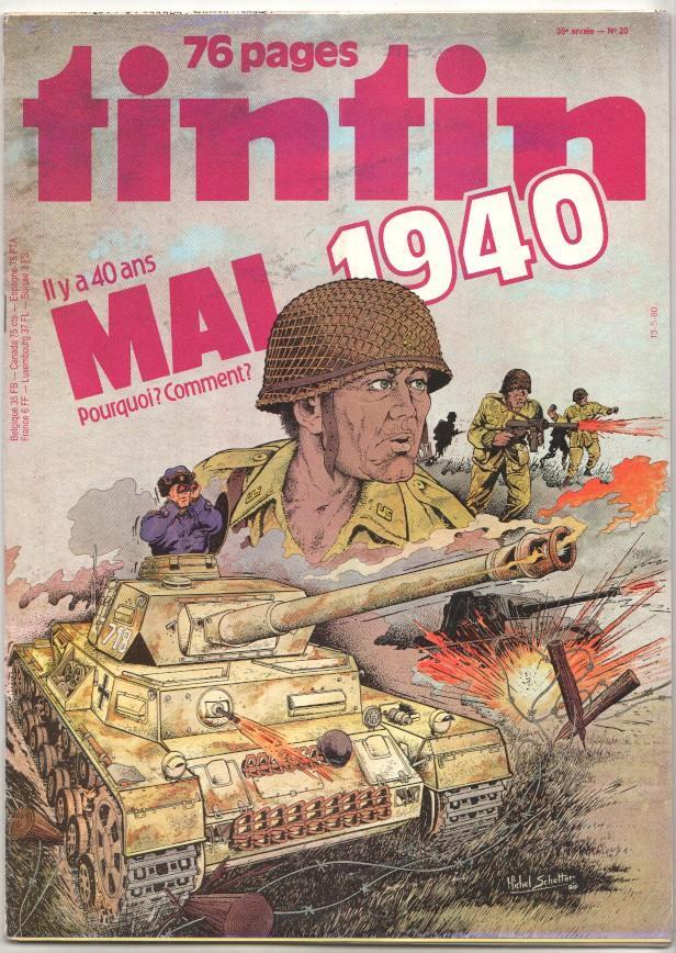 Revista Tintin num 20, año 35, 76 pages, 13/5/80. II y a 40 ans mai 1940