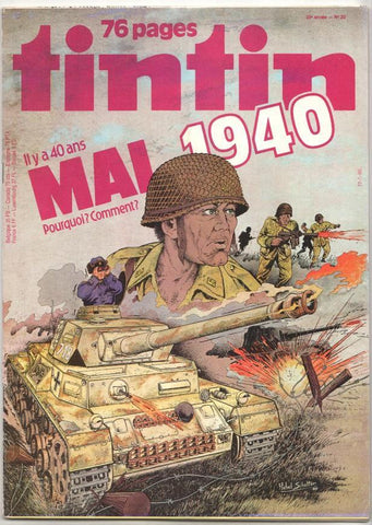 Revista Tintin num 20, año 35, 76 pages, 13/5/80. II y a 40 ans mai 1940