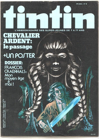 Revista Tintin num 18, año 35, 29/4/80. Chevalier ardent le passage + un poster