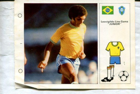 Cromo Estrellas del Mundial 82 numero 033: Leovigildo Lins Gama "Junior" de Brasil