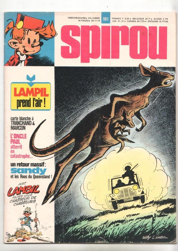 Revista Spirou num 1911, año 37, 28/11/74 - Incluye en las páginas centrales fiches documentation Spirou