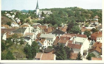 POSTAL A5127: Vista parcial de Grimstad, Noruega