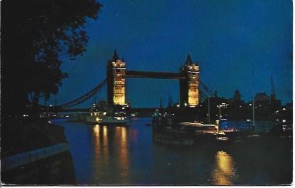 POSTAL A4918: Vista nocturna del Tower Bridge de Londres