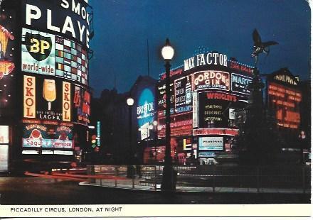 POSTAL A4913: Vista nocturna de Picadilly Circus en Londres