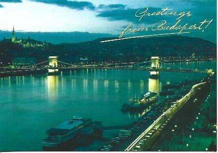 POSTAL A4956: Vista nocturna de Budapest