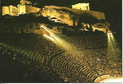 POSTAL A4933: Vista nocturna del Odeon de Herodes en Atenas