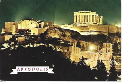 POSTAL A4931: Vista nocturna de la Acropolis de Atenas