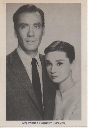 Postal E07749: Las Mas Bellas Postales. Cine de los años 60. Mel Ferrer y Audrey Hepburn