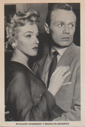 Postal E07740: Las Mas Bellas Postales. Cine de los años 50. Richard Widmark y Marilyn Monroe