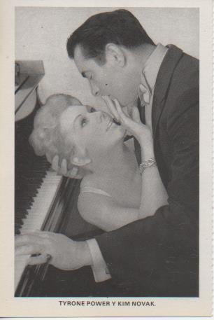 Postal E07699: Las Mas Bellas Postales. Cine de los años 40. Tyrone Power y Kim Novak