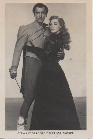 Postal E07725: Las Mas Bellas Postales. Cine de los años 50. Stewart Granger y Eleanor Parker 