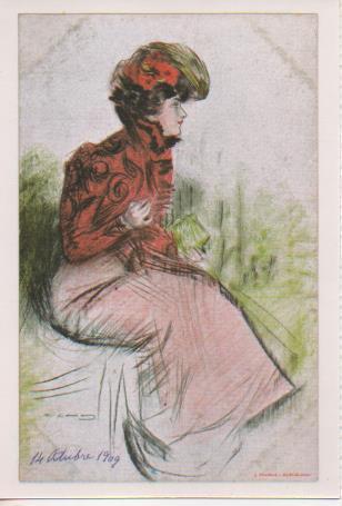 Postal E07600: Las Mas Bellas Postales Siglo XIX y XX. Ramón Casas, 14 octubre 1909