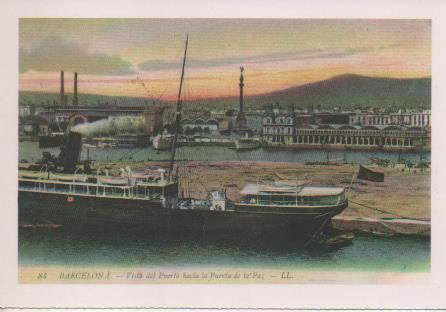 Postal E07672: Las Mas Bellas Postales del Siglo XIX y XX. Barcelona. Vista del Puerto hacia la Puerta de la Paz
